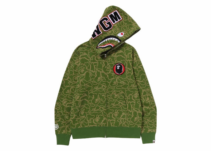 BAPE 30th Anniversary Line Camo Shark Full Zip Hoodie Green