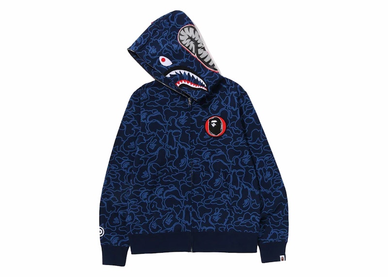 BAPE 30th Anniversary Line Camo Shark Full Zip Hoodie Navy
