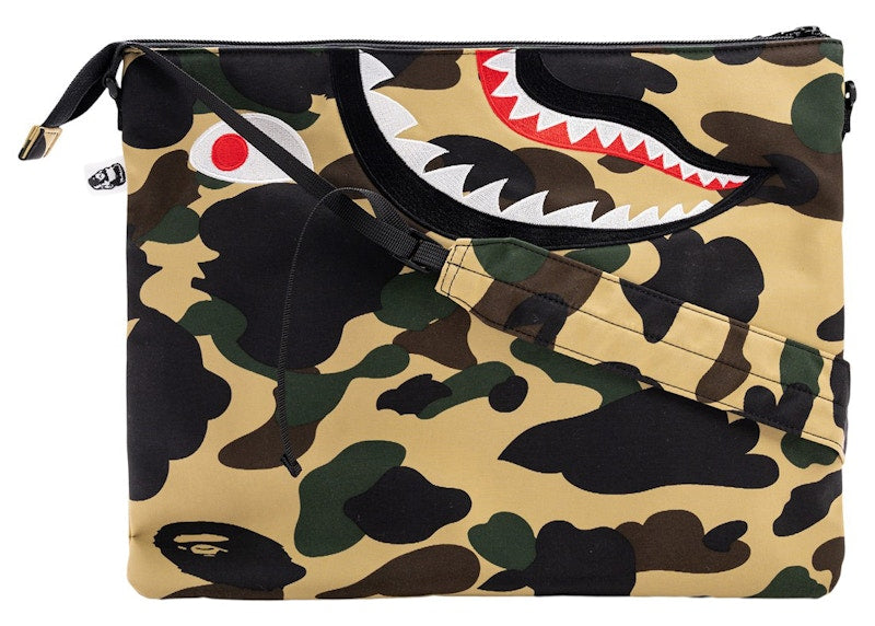 BAPE A Bathing Ape 1st Camo Shark Crossbody Bag Yellow