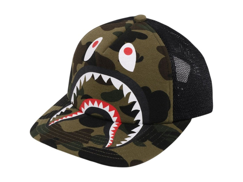 BAPE A Bathing Ape 1st Camo Shark Mesh Cap Green