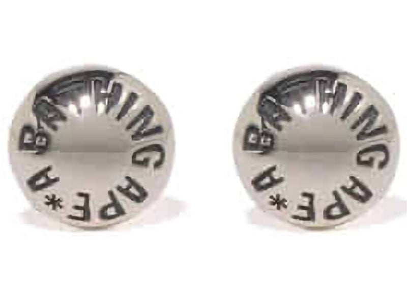 BAPE A Bathing Ape Button Earrings Silver