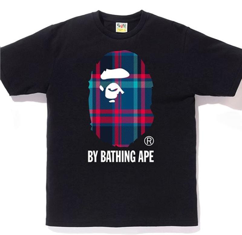 BAPE A Bathing Ape Check by Bathing Tee Black/Navy