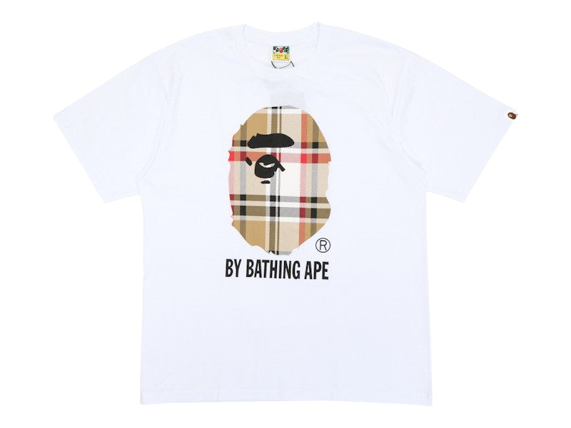 BAPE A Bathing Ape Check by Bathing Tee White/Beige
