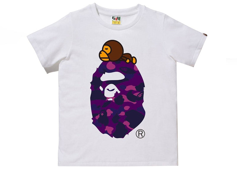 BAPE A Bathing Ape Color Camo Milo On Big Ape Relaxed Tee White/Purple