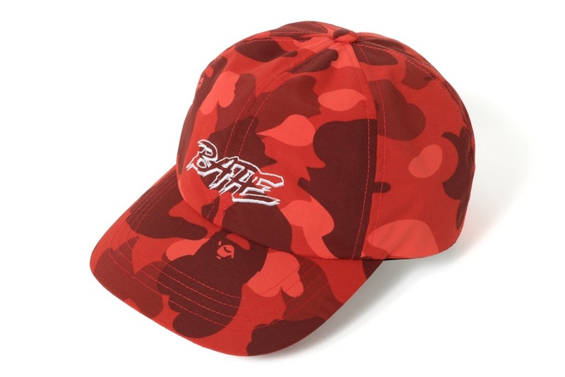 BAPE A Bathing Ape Color Camo Panel Cap Red