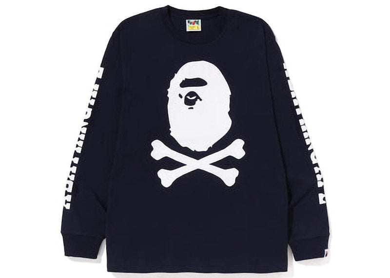 BAPE A Bathing Ape Crossbone L/S Tee Navy