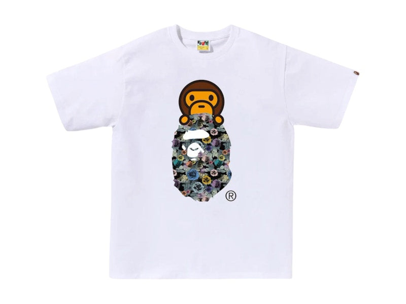 BAPE A Bathing Ape Floral Camo Milo On Ape Head Tee White