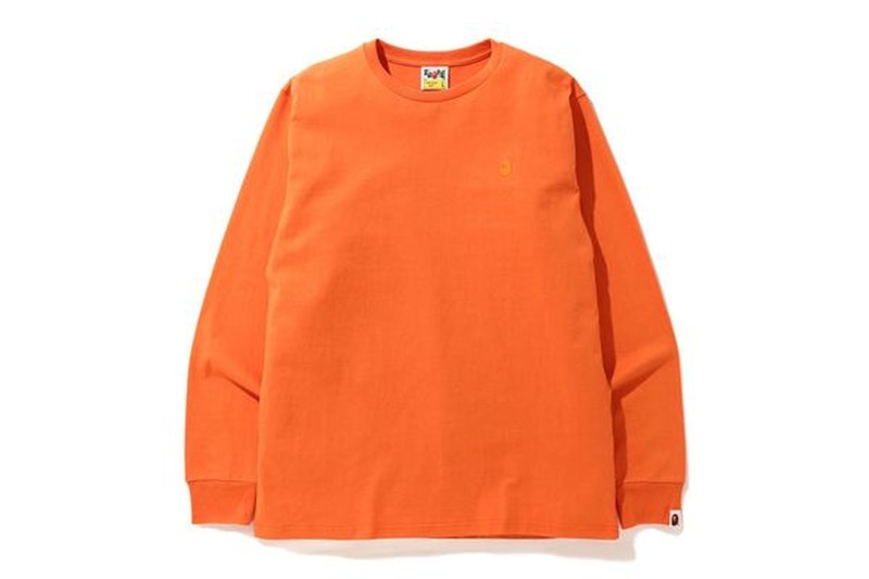 BAPE A Bathing Ape Head One Point L/S Tee Pure Orange