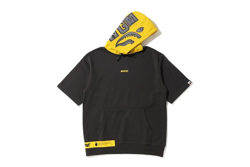 BAPE A Bathing Ape In Transit Shark Short Sleeve Pullover Hoodie Gray