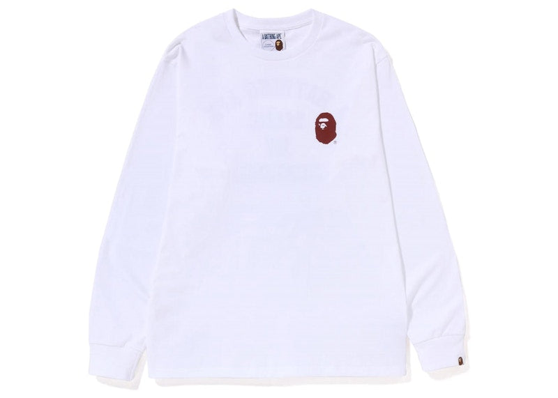 BAPE A Bathing Ape Lettered L/S Tee White