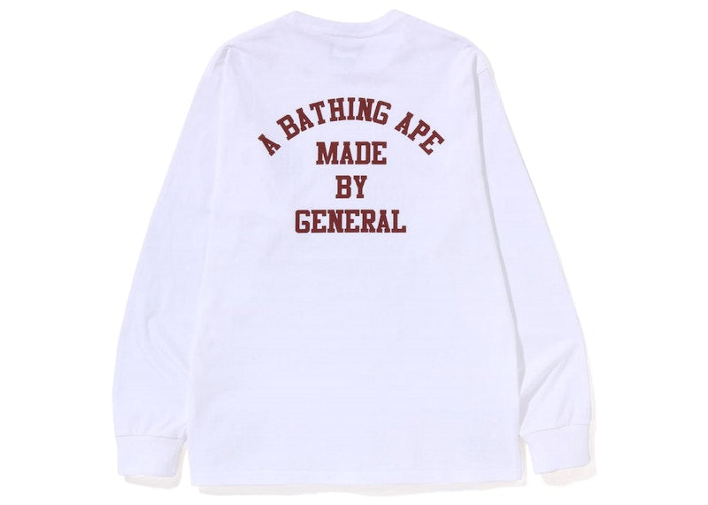 BAPE A Bathing Ape Lettered L/S Tee White