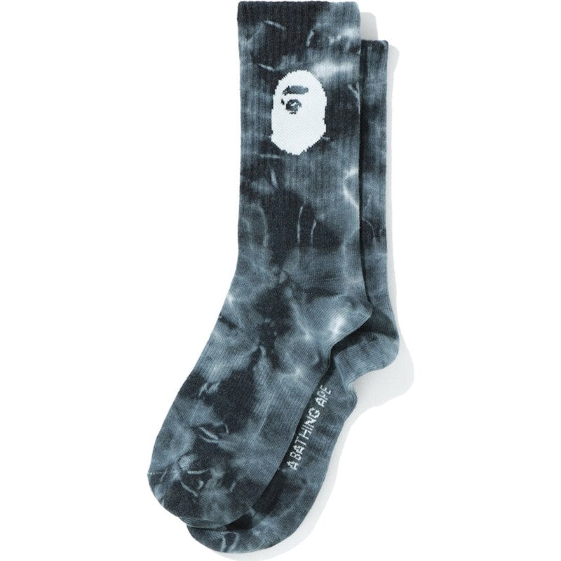 BAPE A Bathing Ape Men Ape Head Tie Dye Socks Black