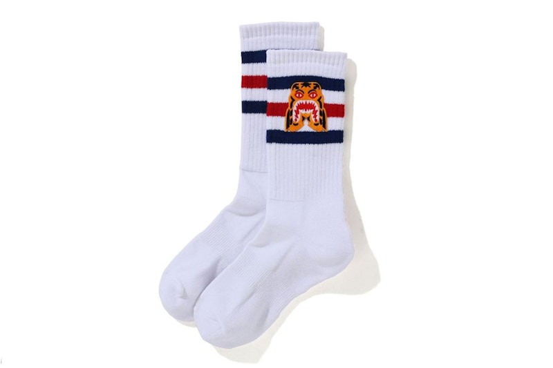 BAPE A Bathing Ape Men Tiger Socks White