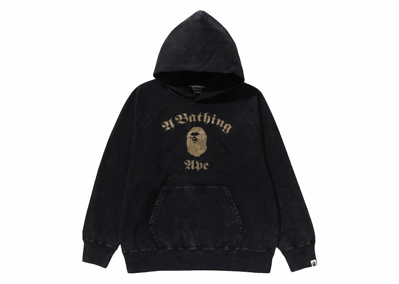 BAPE A Bathing Ape Overdye Pullover Relaxed Fit Hoodie Black