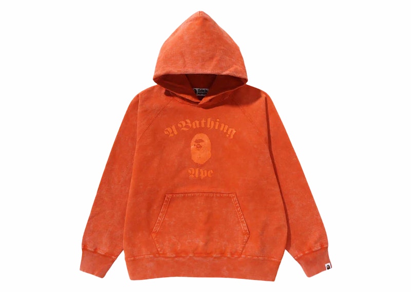 BAPE A Bathing Ape Overdye Pullover Relaxed Fit Hoodie Orange