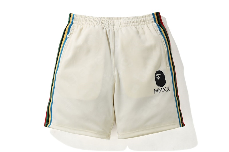 BAPE A Bathing Ape Side Tape Jersey Shorts Ivory
