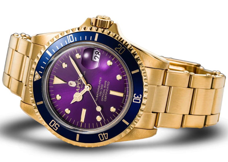 BAPE A Bathing Ape Type 1 Bapex Watch Gold Purple