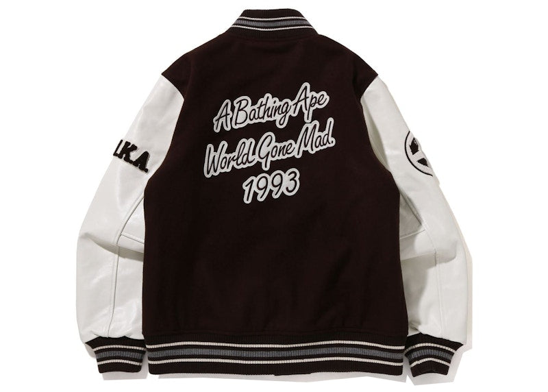 BAPE A Bathing Ape Varsity Jacket Brown