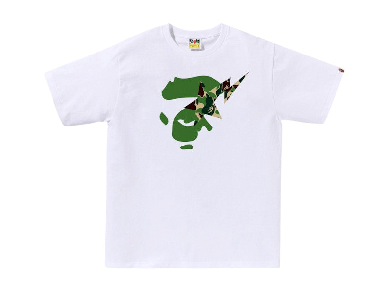 BAPE ABC Camo Ape Face Sta Tee White/Green