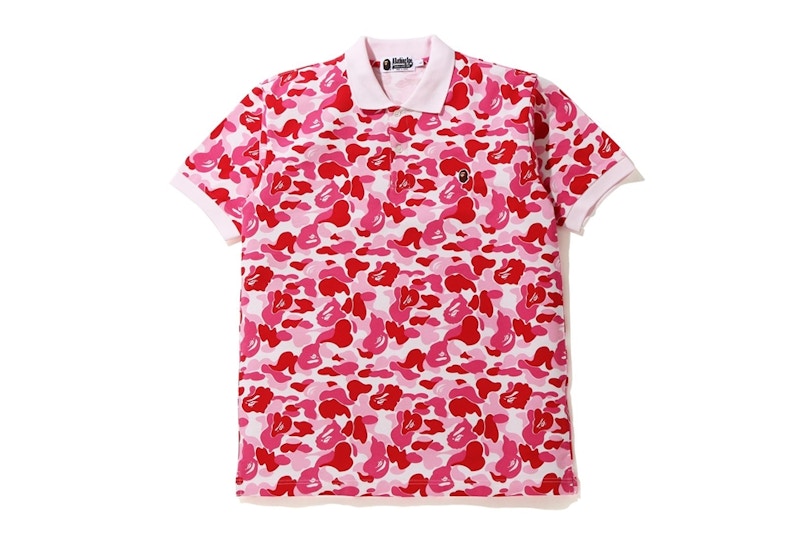BAPE ABC Camo Ape Head One Point Polo Pink