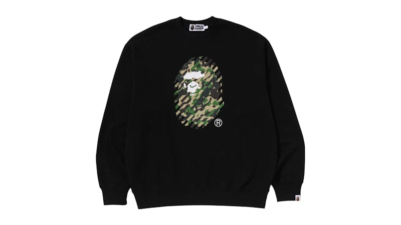 BAPE ABC Camo Ape Head Relaxed Fit Crewneck Sweatshirt Black