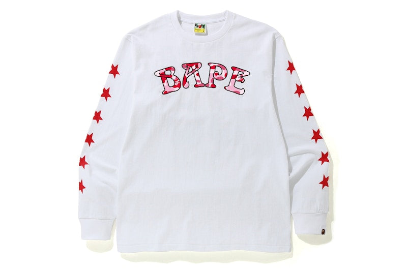 BAPE ABC Camo BAPE 88 L/S Tee White/Pink
