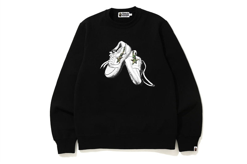 BAPE ABC Camo Bapesta Crewneck Black