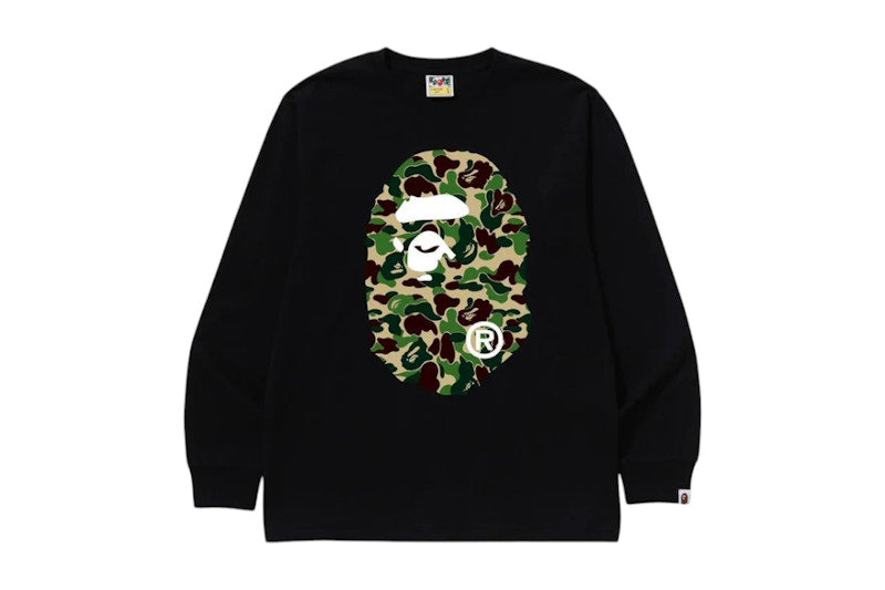BAPE ABC Camo Big Ape Head L/S Tee Black/Green