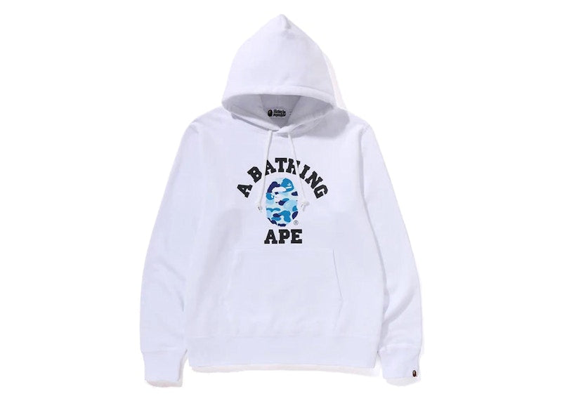 BAPE ABC Camo College Organic Cotton Pullover Hoodie White/Blue