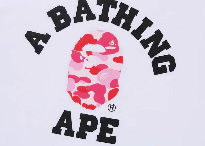 BAPE ABC Camo College Organic Cotton Tee White/Pink