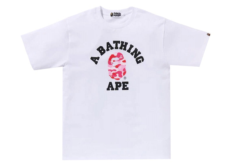 BAPE ABC Camo College Organic Cotton Tee White/Pink