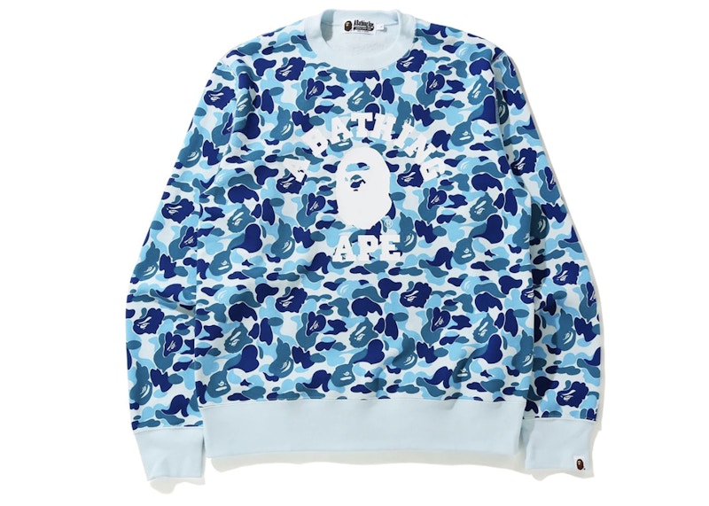 BAPE ABC Camo College Wide Crewneck Blue