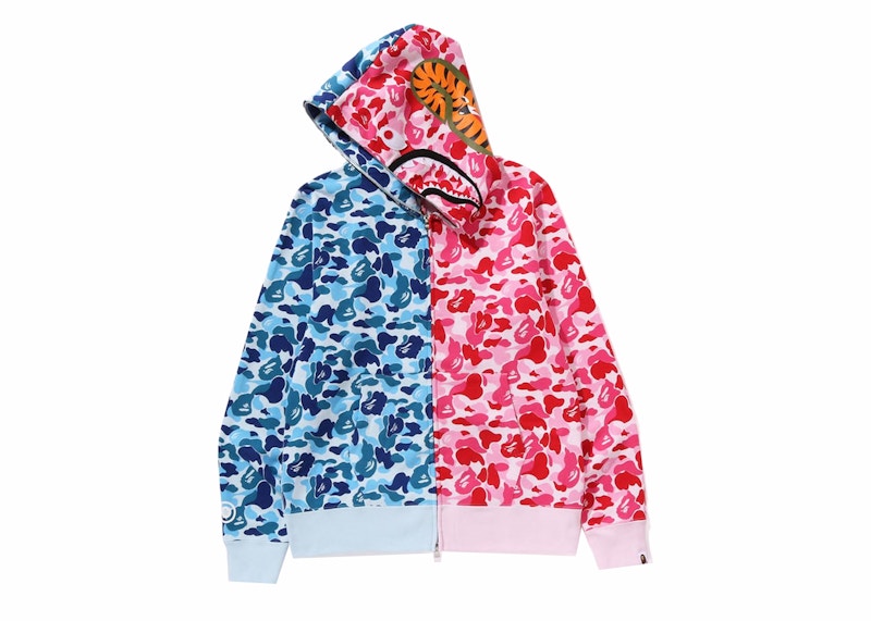 BAPE ABC Camo Crazy Shark Full Zip Hoodie Blue/Pink