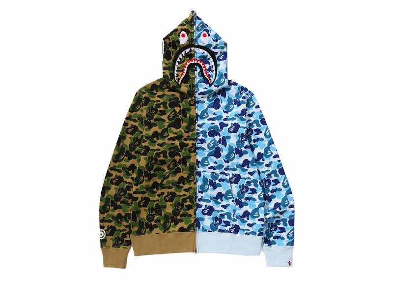 BAPE ABC Camo Crazy Shark Full Zip Hoodie Green/Blue