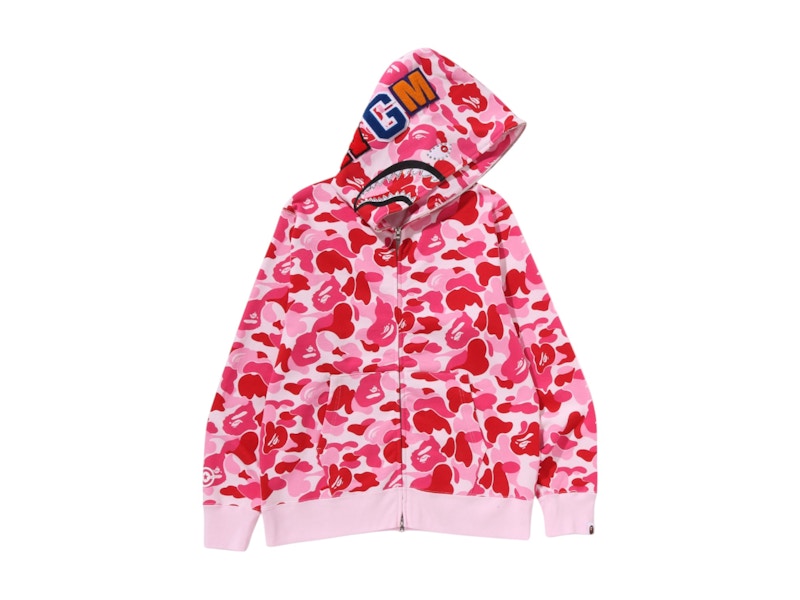 BAPE ABC Camo Crystal Stone Shark Full Zip Hoodie Pink