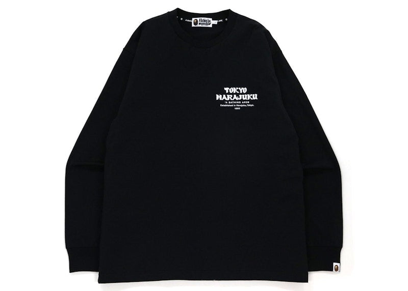 BAPE ABC Camo Daruma Relaxed Fit L/S Tee Black