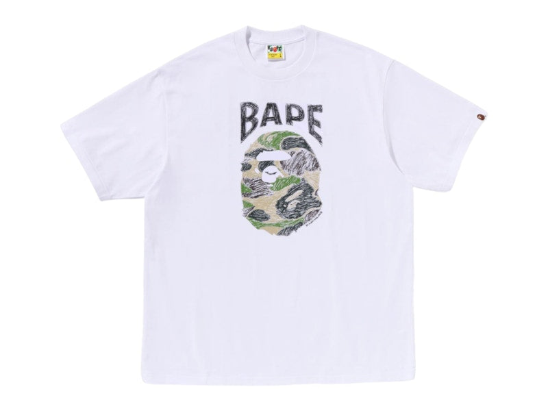 BAPE ABC Camo Hand Draw Ape Head Relaxed Fit Tee White