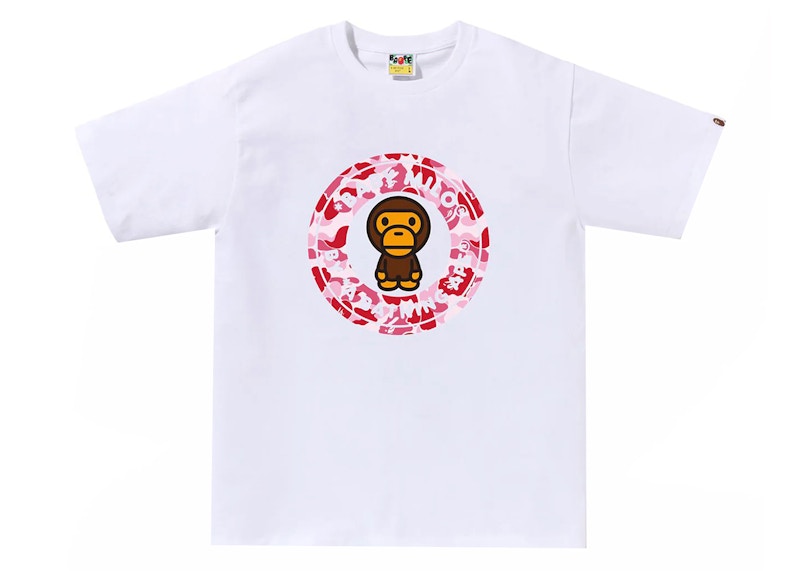 BAPE ABC Camo Milo Busy Works Tee White/Pink