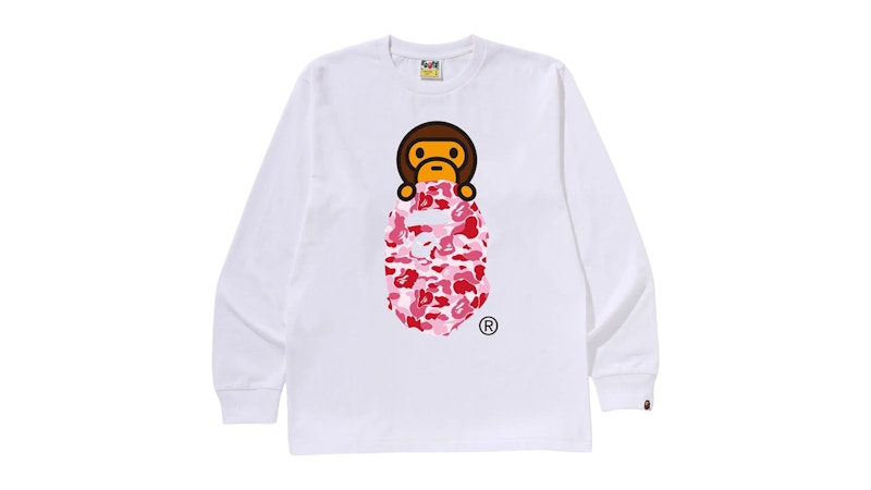 BAPE ABC Camo Milo On Ape Head L/S Tee White/Blue