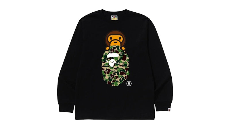 BAPE ABC Camo Milo On Ape Head L/S Tee White/Green