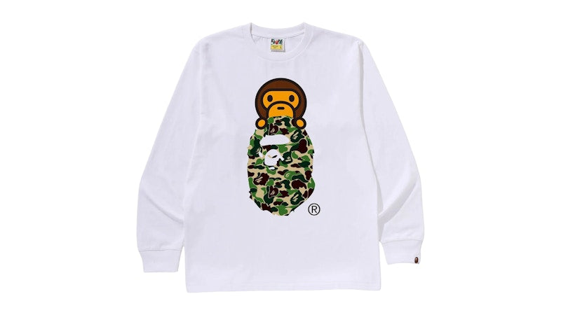 BAPE ABC Camo Milo On Ape Head L/S Tee White/Green