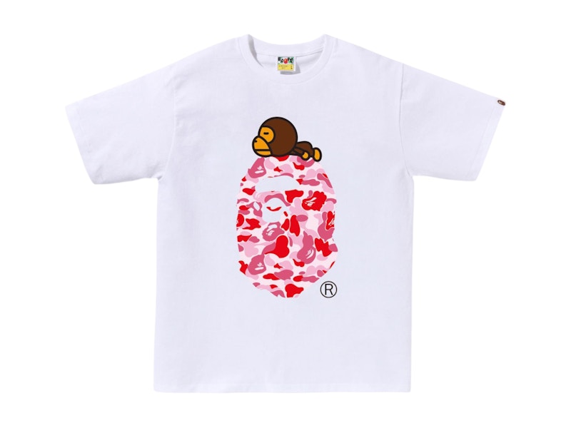 BAPE ABC Camo Milo On Big Ape Tee (SS25) White/Pink