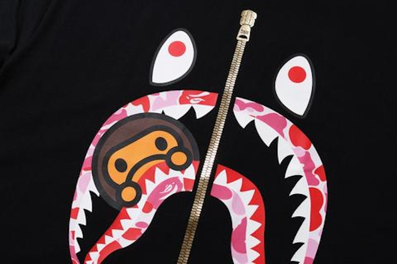 BAPE ABC Camo Milo Shark Tee Black/Pink