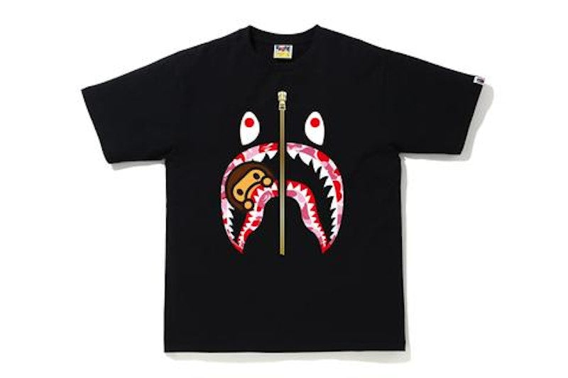 BAPE ABC Camo Milo Shark Tee Black/Pink