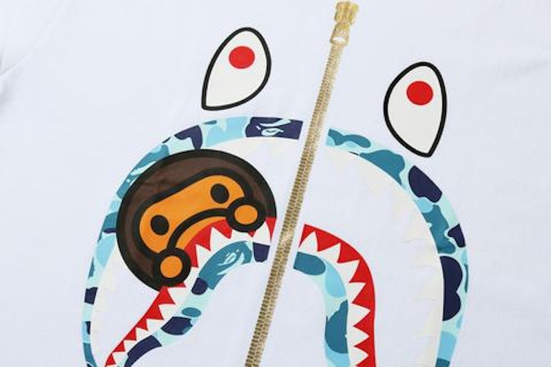 BAPE ABC Camo Milo Shark Tee White/Blue