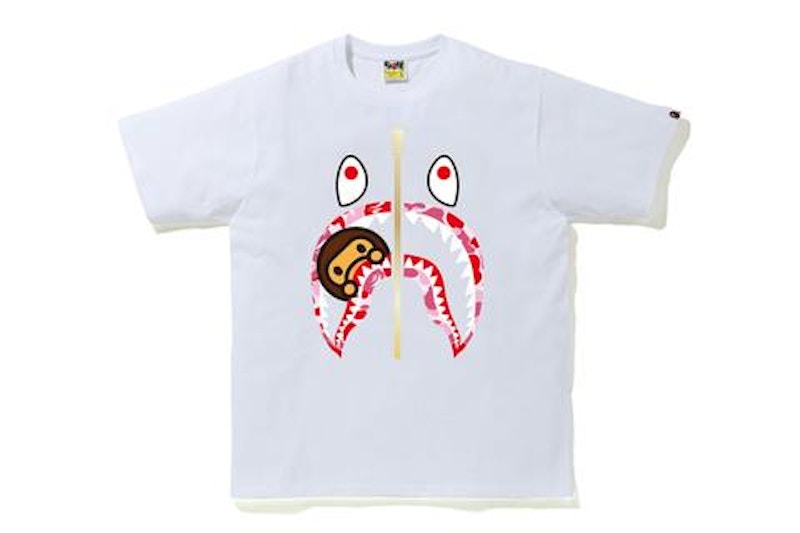 BAPE ABC Camo Milo Shark Tee White/Pink