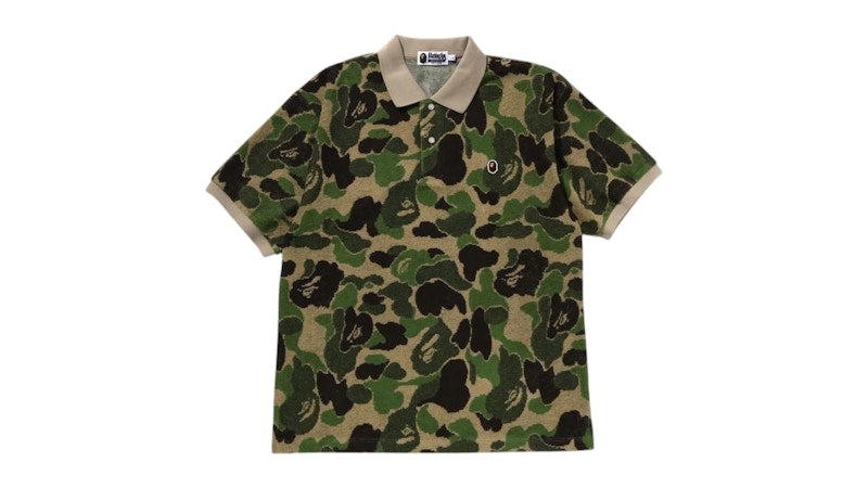 BAPE ABC Camo Pile Jacquard Relaxed Fit Polo Shirt Green
