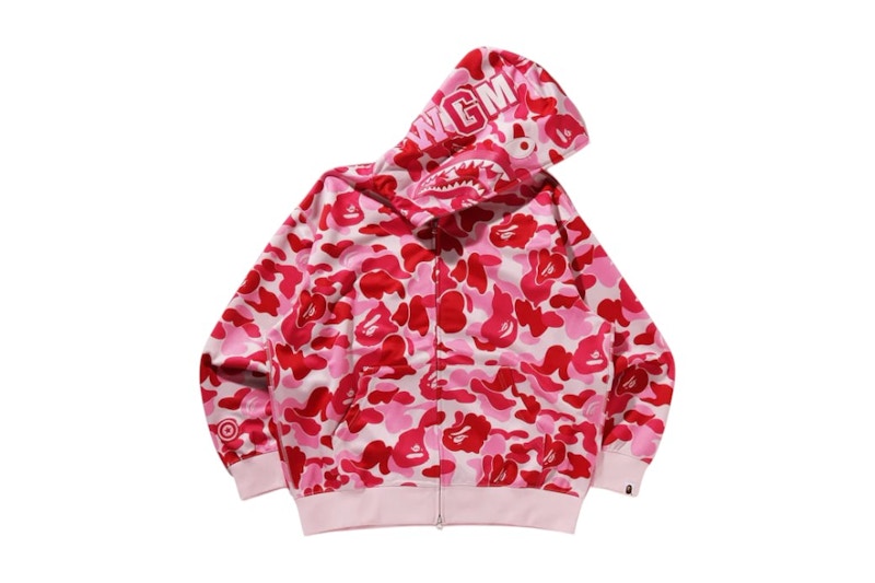 BAPE ABC Camo Rayon Relaxed Fit Shark Full Zip Hoodie Pink