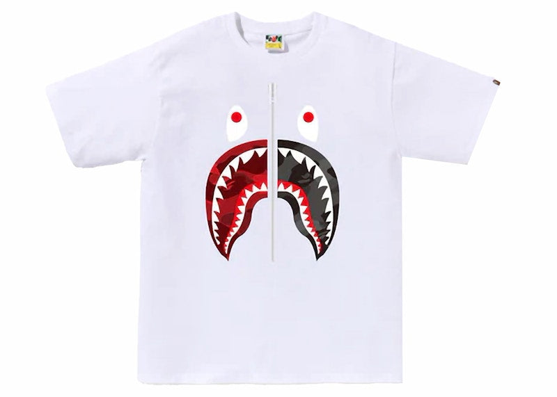 BAPE ABC Camo Rebuild Shark Tee White/Red