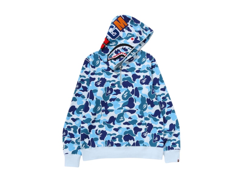 BAPE ABC Camo Shark Half Zip Pullover Hoodie Blue